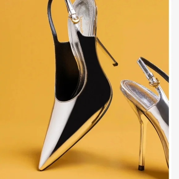 🩶🔹️Larroudé🔹️ x Altuzarra Pump In Silver Specchio - Picture 2 of 5